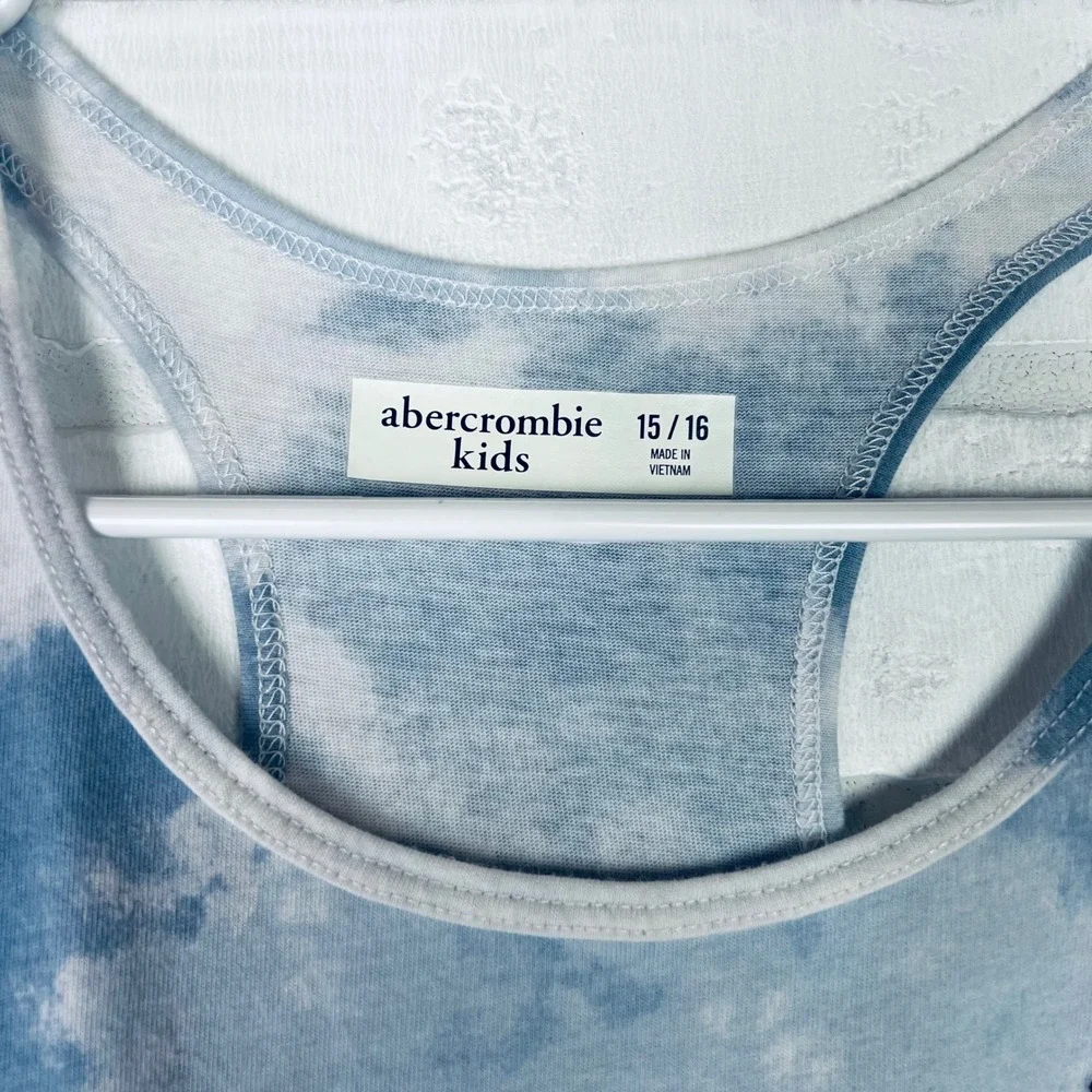 Abercrombie Kids Girls Blue White Tie Dye Twist Front Racerback Tank Top 15/16